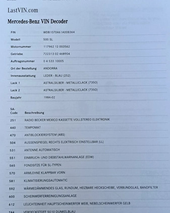 Mercedes-Benz SL cena 92700 przebieg: 150000, rok produkcji 1984 z Końskie małe 742